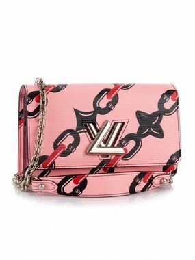 Louis Vuitton Chain Flower Twist Chain Wallet in Pink Epi Leather